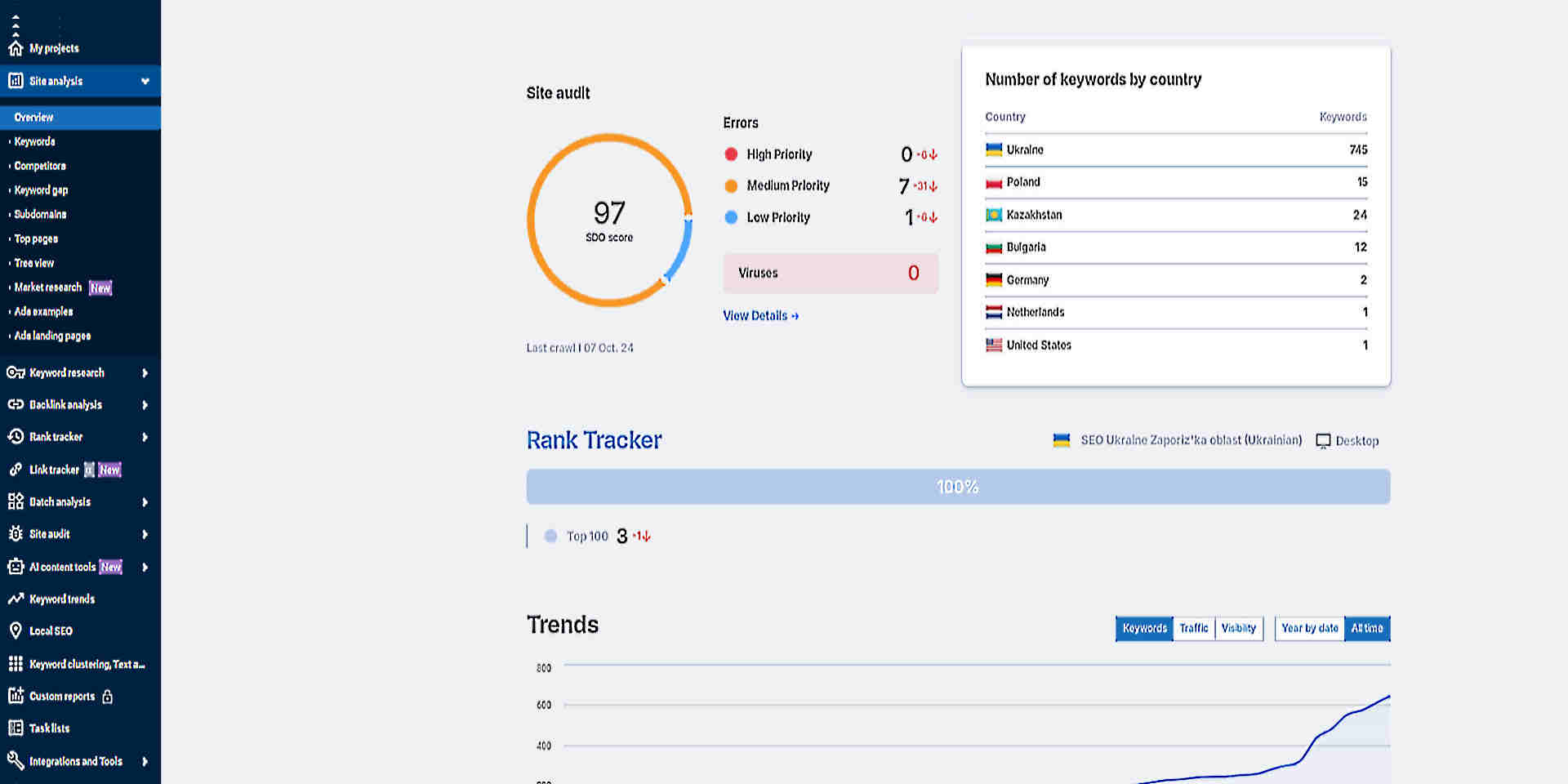 SEO website promotion. Audit overview